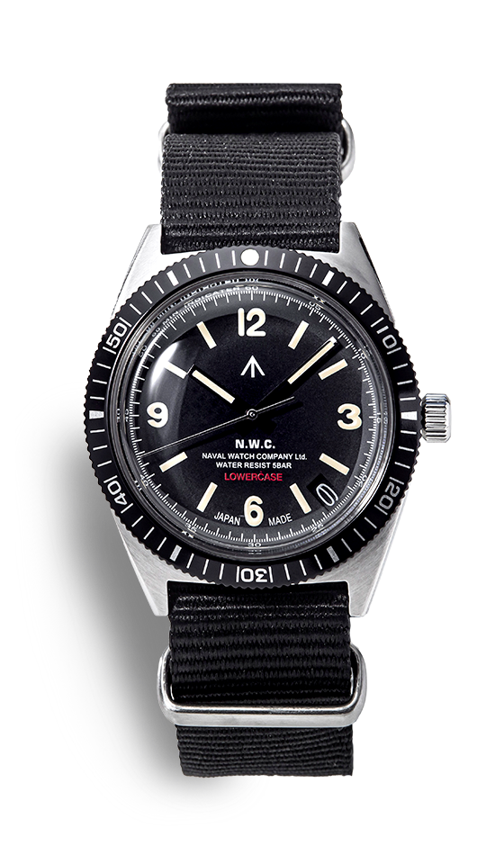 ナバルウォッチ NAVAL WATCH  時計 VJ52 NAVAL WATCH LOWERCASE ロウワーケース 回転 ベゼル 時計 ウオッチ ブラック系【極上美品】